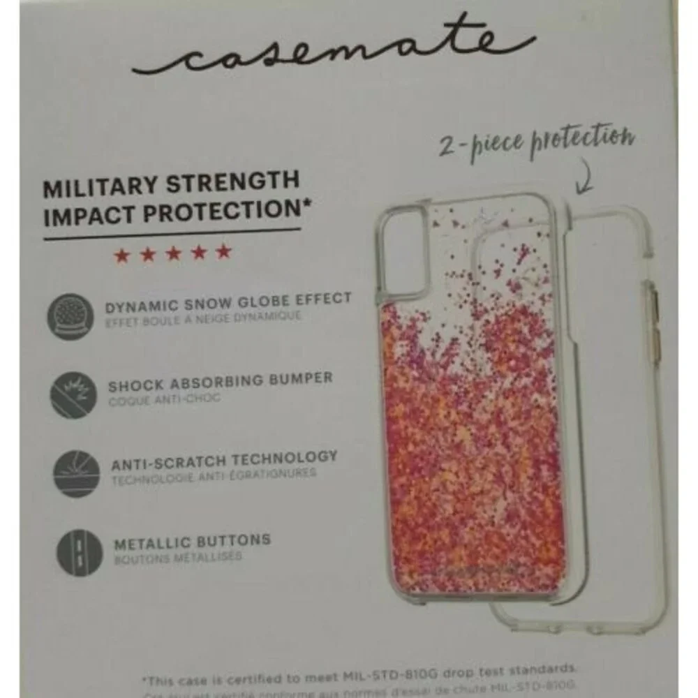 Case-Mate Waterfall Glow Pink Glitter Case For iPhone X/Xs Glow in the Dark New